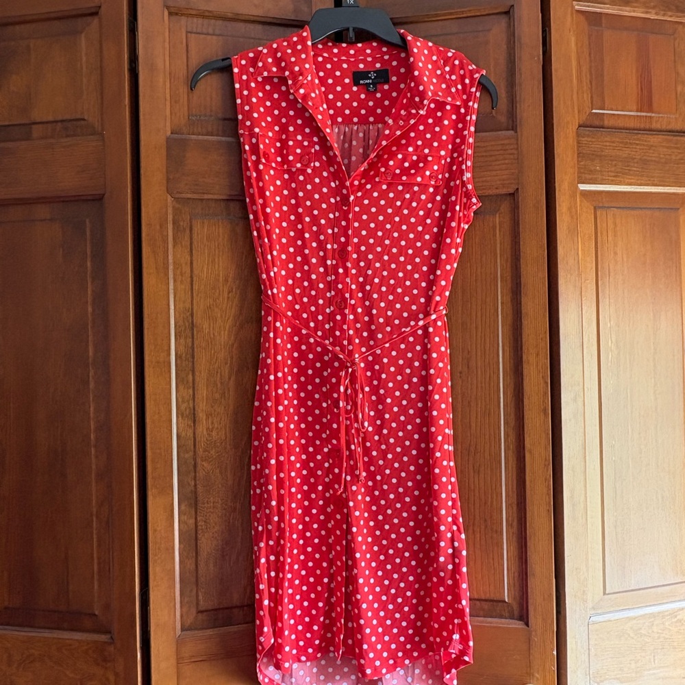 Ronni Nicole Red High Low Sundress with Notched Collar